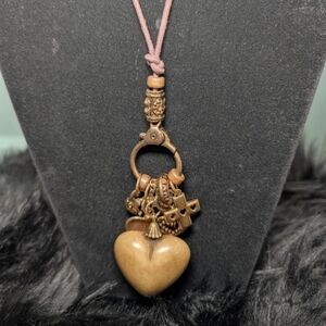 Vintage Gold Tone Heart Charms Necklace 33” Long Add and Remove Charms Estate